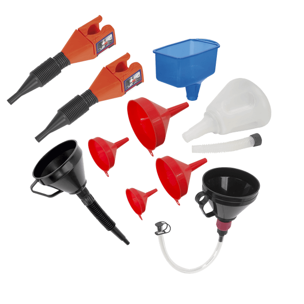 Sealey Funnels 10pc Funnel Combo-F10COMBO 5054511930955 F10COMBO - Buy Direct from Spare and Square