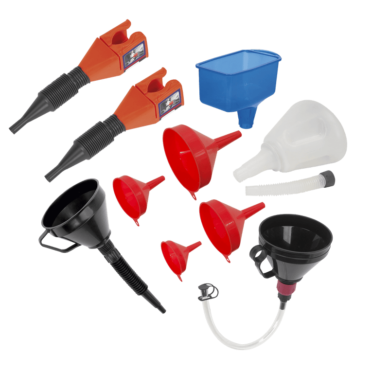 Sealey Funnels 10pc Funnel Combo-F10COMBO 5054511930955 F10COMBO - Buy Direct from Spare and Square