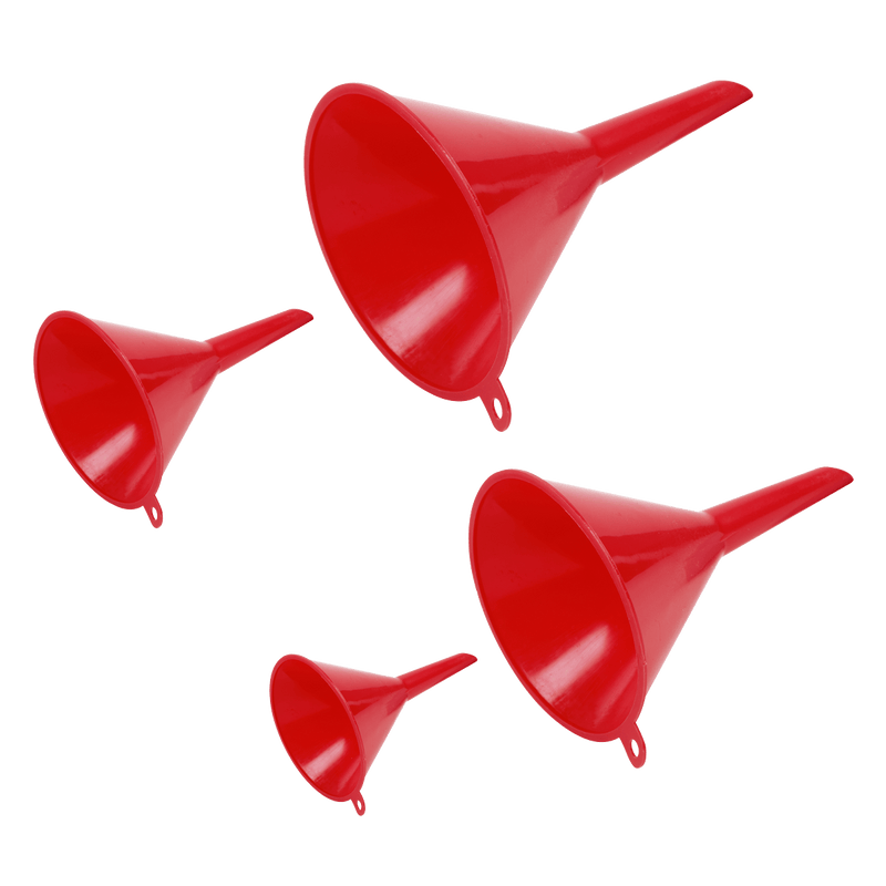 Sealey Funnels 4pc Economy Fixed Spout Small Funnel Set-F92 5054630064050 F92 - Buy Direct from Spare and Square