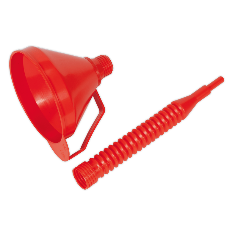 Sealey Funnels Ø160mm Funnel with Flexible Spout & Filter-F16F 5024209052818 F16F - Buy Direct from Spare and Square