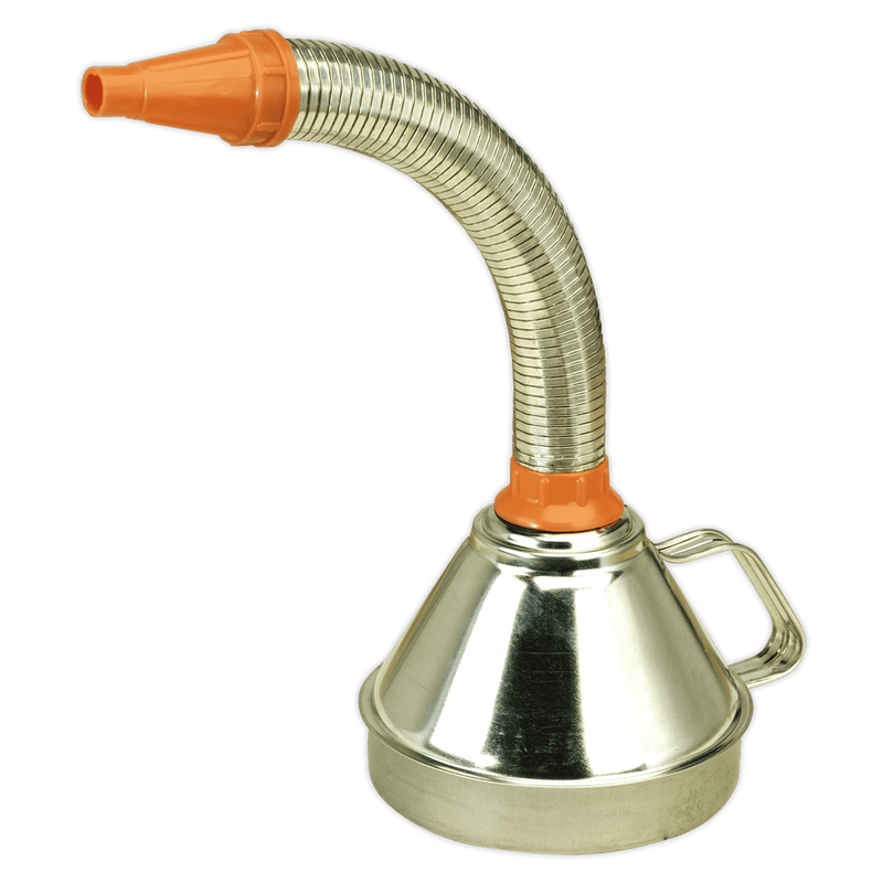 Sealey Funnels Ø160mm Metal Funnel with Flexible Spout & Filter-FM16F 5024209815789 FM16F - Buy Direct from Spare and Square