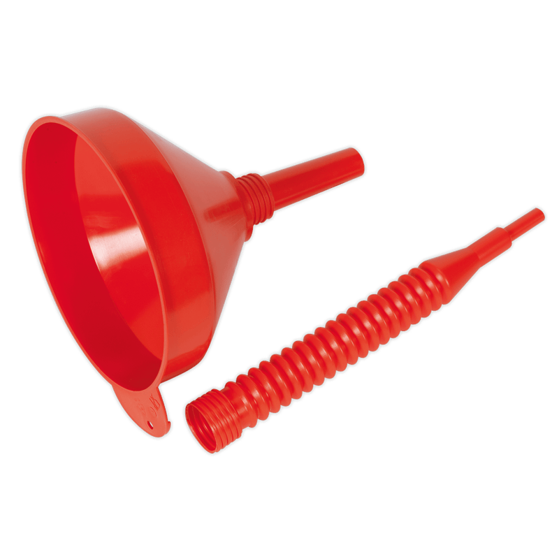 Sealey Funnels Ø200mm Funnel with Flexible Spout & Filter-F2F 5051747625648 F2F - Buy Direct from Spare and Square