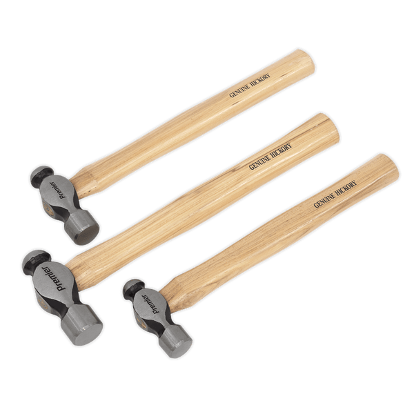 Sealey Hammers 3pc Ball Pein Hammer Set with Hickory Shafts-AK203 5024209094542 AK203 - Buy Direct from Spare and Square