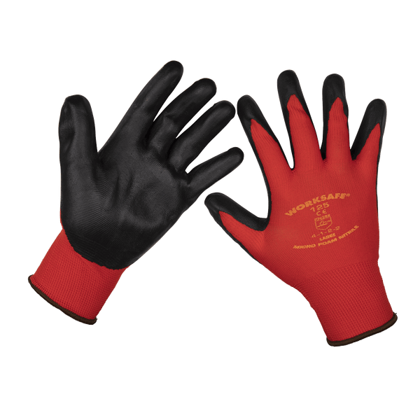 Sealey Hand Protection Nitrile Foam Gloves (Large) - Pack of 12 Pairs-9125L/12 5055257203273 9125L/12 - Buy Direct from Spare and Square