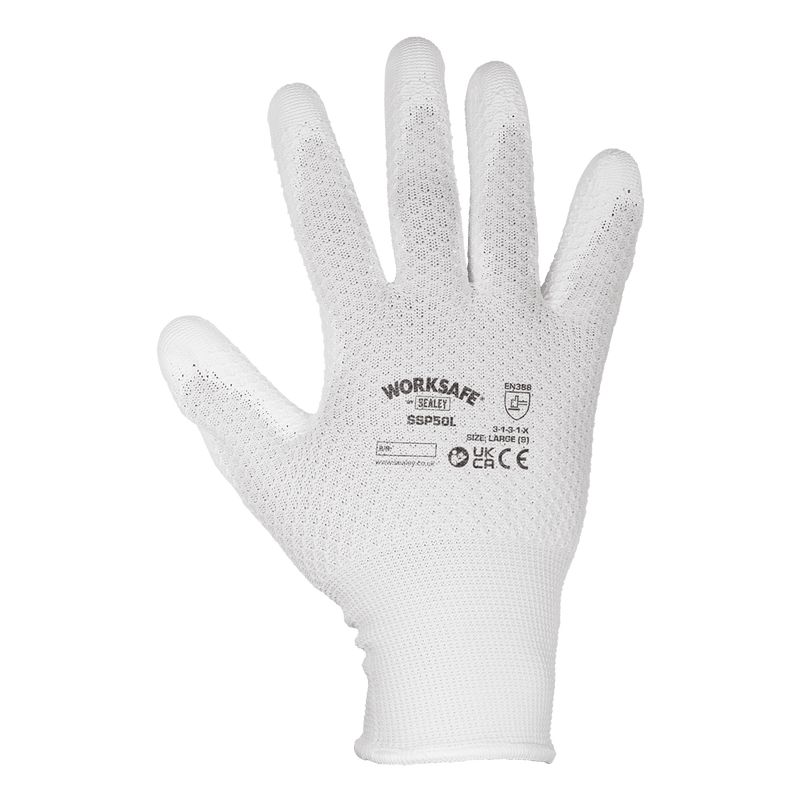 Sealey Hand Protection White Precision Grip Gloves Large – Pair-SSP50L 5054630169014 SSP50L - Buy Direct from Spare and Square