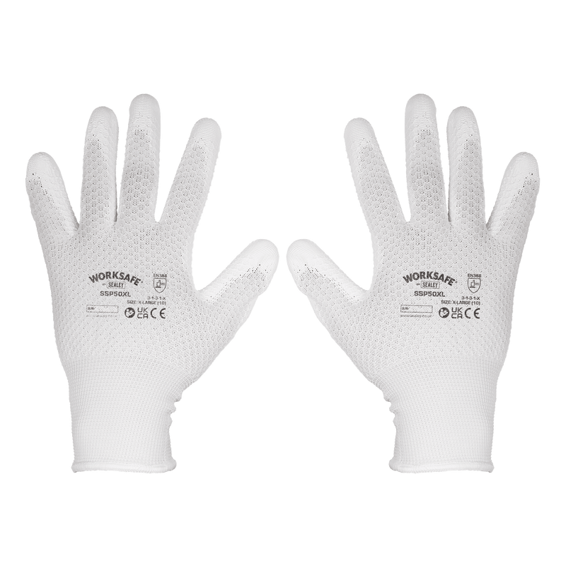 Sealey Hand Protection White Precision Grip Gloves - (X-Large) - Box of 120 Pairs-SSP50XL/B120 5054630168864 SSP50XL/B120 - Buy Direct from Spare and Square