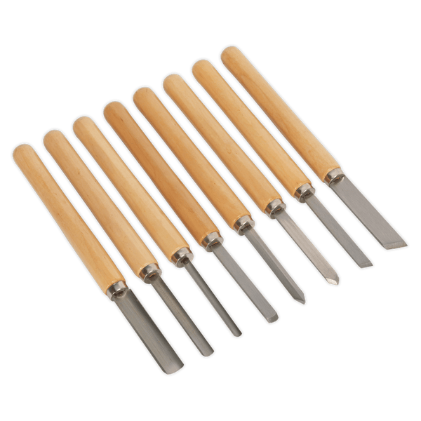 Sealey Hand Tools 8pc Wood Turning Chisel Set-AK60/8 5024209100588 AK60/8 - Buy Direct from Spare and Square