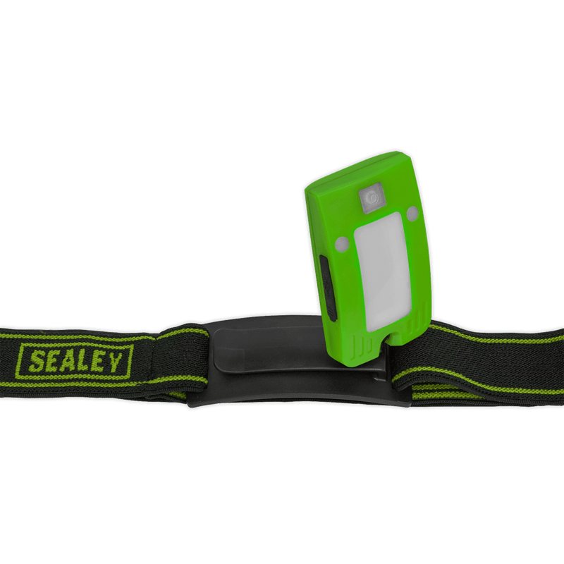 Sealey Head Torches 2W COB LED Rechargeable Head Torch with Auto-Sensor - Green-LED360HTG 5054511556070 LED360HTG - Buy Direct from Spare and Square