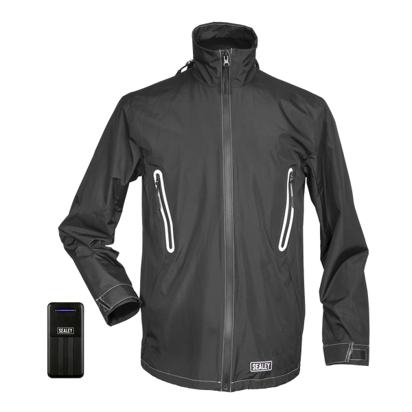 Sealey Heated Clothing 5V Heated Rain Jacket - Large with Power Bank 20Ah-HJ07KIT 5054630264917 HJ07KIT - Buy Direct from Spare and Square