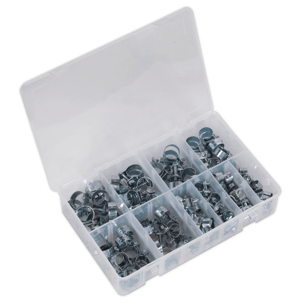 Sealey Hose Clips 100pc Mini Hose Clip Assortment DIN 1.0338-AB042MH 5054511022780 AB042MH - Buy Direct from Spare and Square