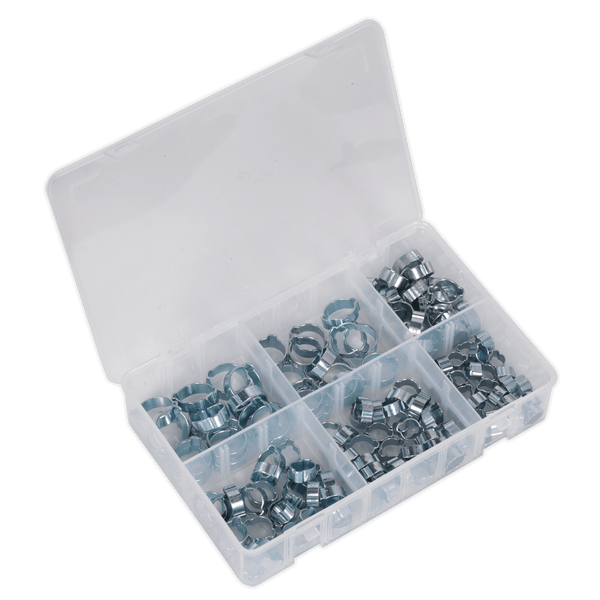 Sealey Hose Clips 140pc O-Clip Double Ear Assortment - Zinc Plated-AB044DE 5054511022803 AB044DE - Buy Direct from Spare and Square