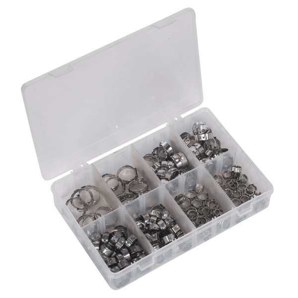 Sealey Hose Clips 160pc Stainless Steel O-Clip Single Ear Assortment-AB043SE 5054511022797 AB043SE - Buy Direct from Spare and Square