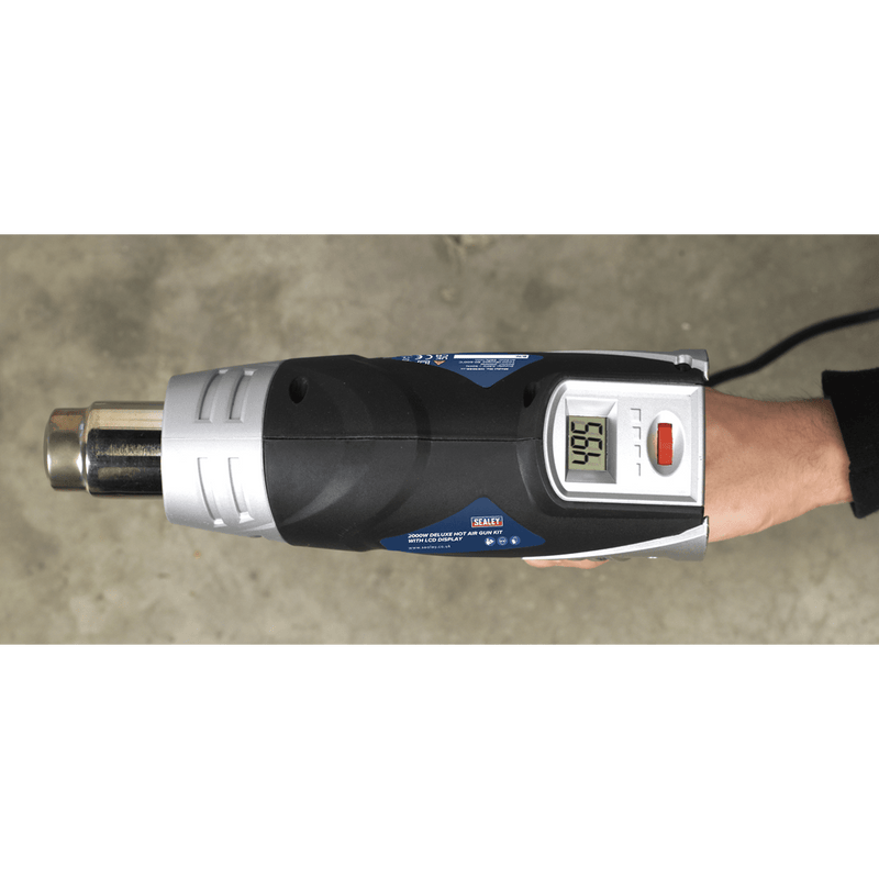 Sealey Hot Air Guns 2000W Deluxe Hot Air Gun Kit with LCD Display-HS104K 5024209697880 HS104K - Buy Direct from Spare and Square