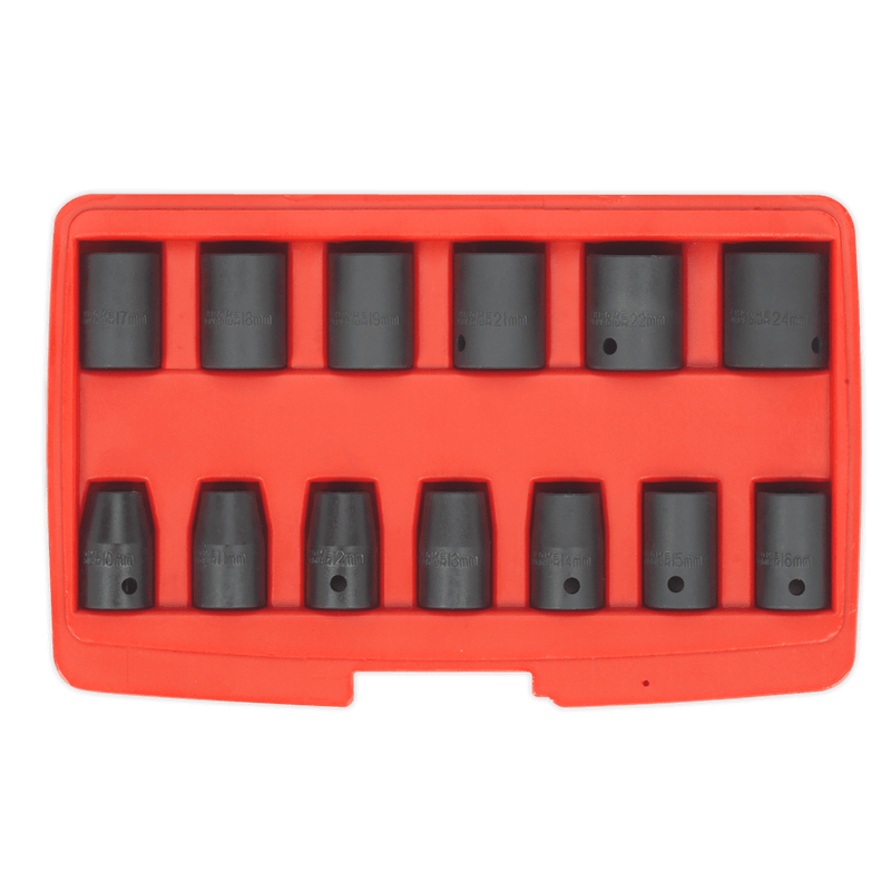 Sealey Impact Socket Sets 13pc 1/2"Sq Drive Impact Socket Set-AK5613M 5051747466593 AK5613M - Buy Direct from Spare and Square