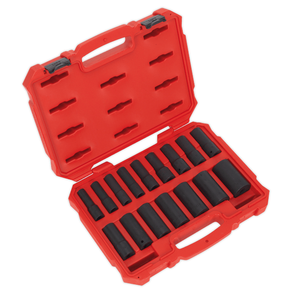 Sealey Impact Socket Sets 16pc 1/2"Sq Drive Deep Lock-On™ Impact Socket Set-AK5817M 5054511121834 AK5817M - Buy Direct from Spare and Square