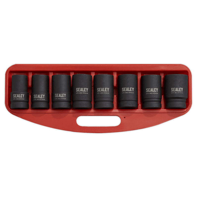 Sealey Impact Socket Sets 8pc 1"Sq Drive Deep Impact Socket Set-AK888M 5051747356436 AK888M - Buy Direct from Spare and Square