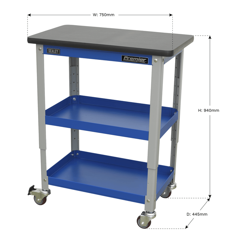 Sealey Industrial Workstations 3-Level Industrial Workshop Trolley-API2103 5054511243192 API2103 - Buy Direct from Spare and Square