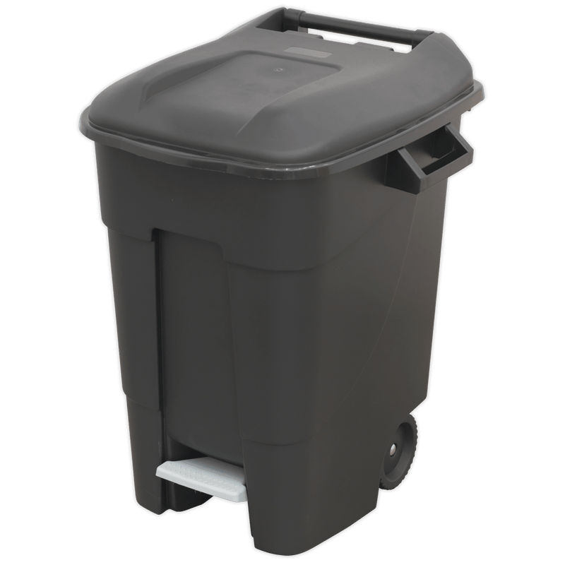 Sealey Janitorial 100L Refuse/Wheelie Bin with Foot Pedal - Black-BM100P 5054511254112 BM100P - Buy Direct from Spare and Square