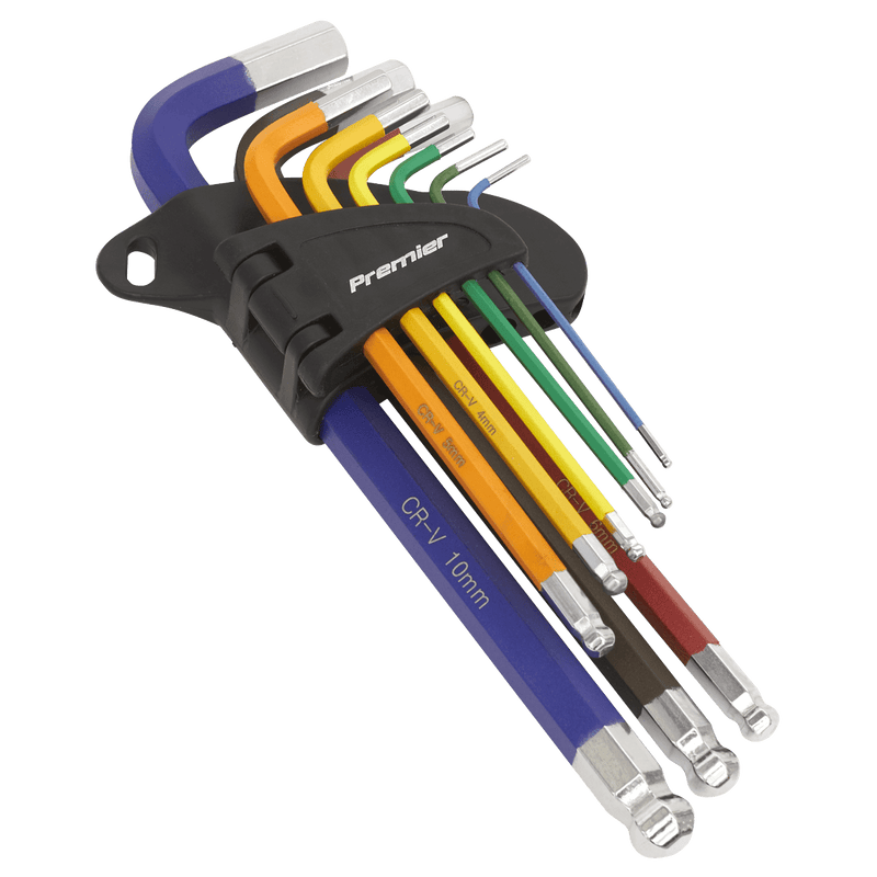 Sealey Key Sets 9pc Anti-Slip Long Ball-End Hex Key Set-AK7190 5054511122756 AK7190 - Buy Direct from Spare and Square