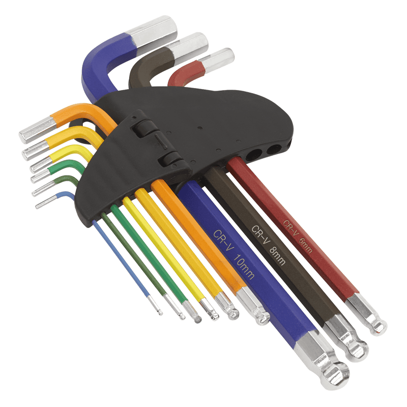Sealey Key Sets 9pc Anti-Slip Long Ball-End Hex Key Set-AK7190 5054511122756 AK7190 - Buy Direct from Spare and Square