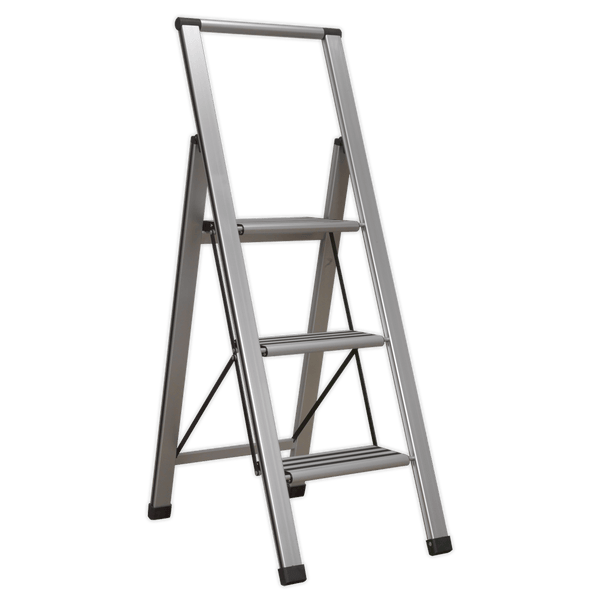 Sealey Ladders 3-Step Trade Aluminium Professional Folding Step Ladder 150kg Capacity-APSL3 5051747866706 APSL3 - Buy Direct from Spare and Square