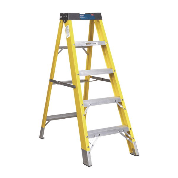 Sealey Ladders 4-Tread Trade Fibreglass Step Ladder EN 131-FSL5 5051747624535 FSL5 - Buy Direct from Spare and Square