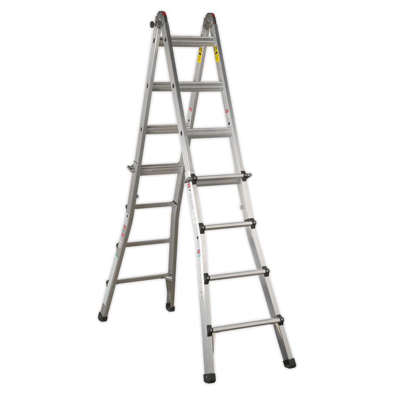 Sealey Ladders 4-Way Trade Aluminium Adjustable Height Telescopic Ladder EN 131-AFPL3 5051747630468 AFPL3 - Buy Direct from Spare and Square