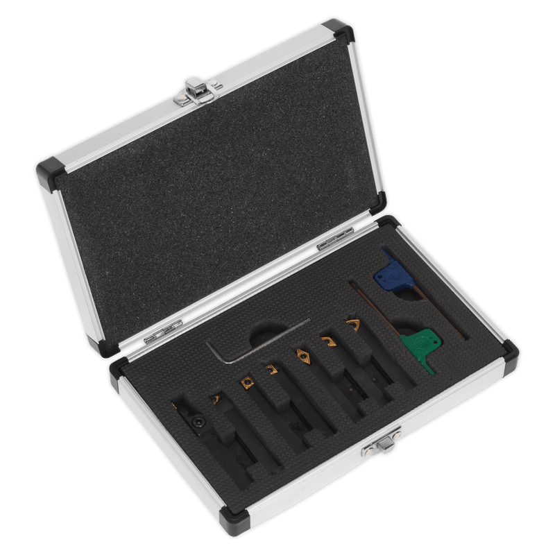 Sealey Lathes 7pc 10mm Indexable Lathe Turning Tool Set-SM3025CS6 5054511095258 SM3025CS6 - Buy Direct from Spare and Square