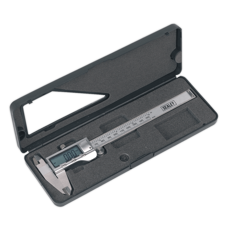 Sealey Measuring 0-150mm(0-6") Stainless Steel Digital Vernier Caliper-AK9621EV 5024209952545 AK9621EV - Buy Direct from Spare and Square