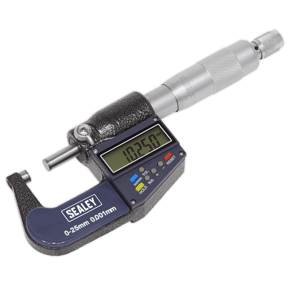 Sealey Measuring 0-25mm(0-1") Digital External Micrometer-AK9635D 5054511376036 AK9635D - Buy Direct from Spare and Square