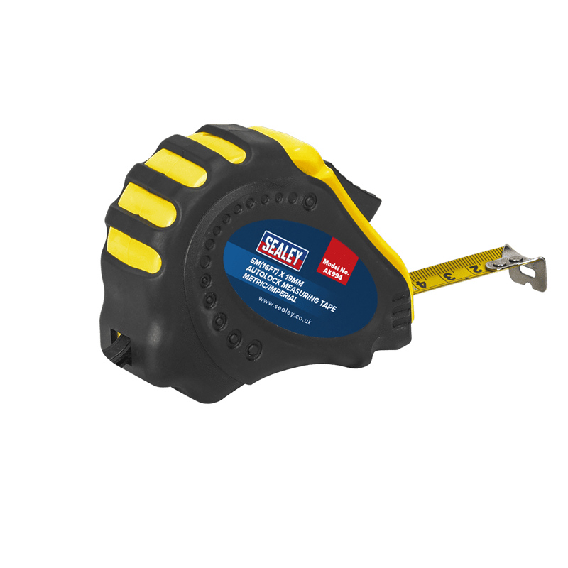 Sealey Measuring 5m(16ft) x 19mm Auto Lock Tape Measure - Metric/Imperial-AK994 5024209906463 AK994 - Buy Direct from Spare and Square
