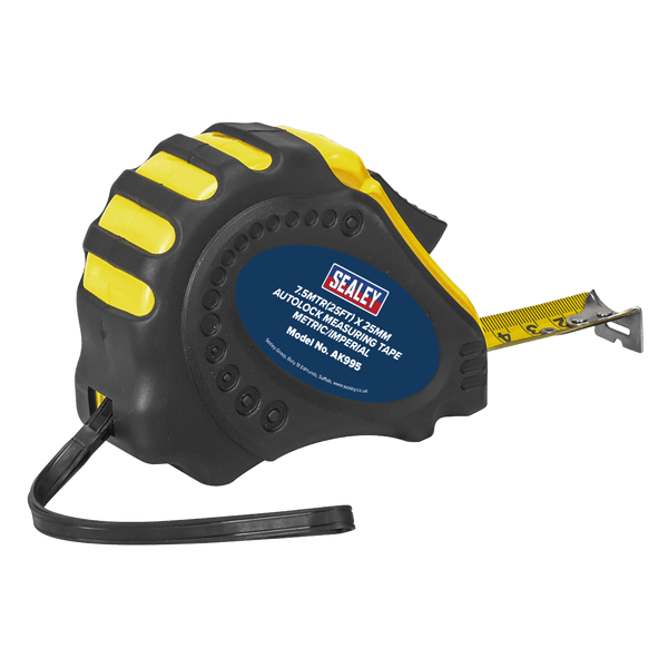 Sealey Measuring 7.5m(25ft) x 25mm Auto Lock Tape Measure - Metric/Imperial-AK995 5024209906470 AK995 - Buy Direct from Spare and Square