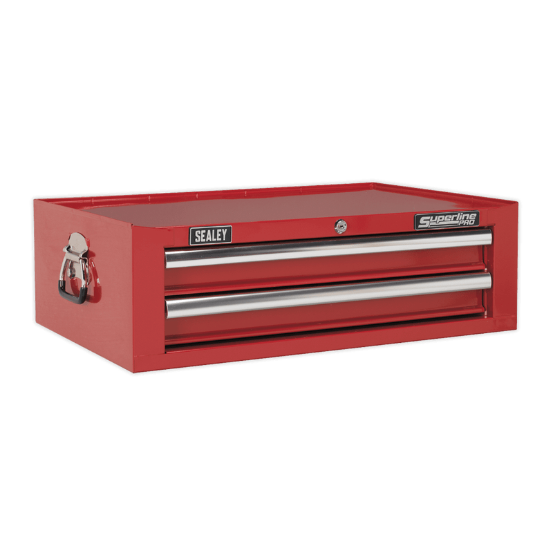 Sealey Mid-Box 2 Drawer Tool Chest with Ball-Bearing Slides - Red 5051747444638 AP26029T - Buy Direct from Spare and Square