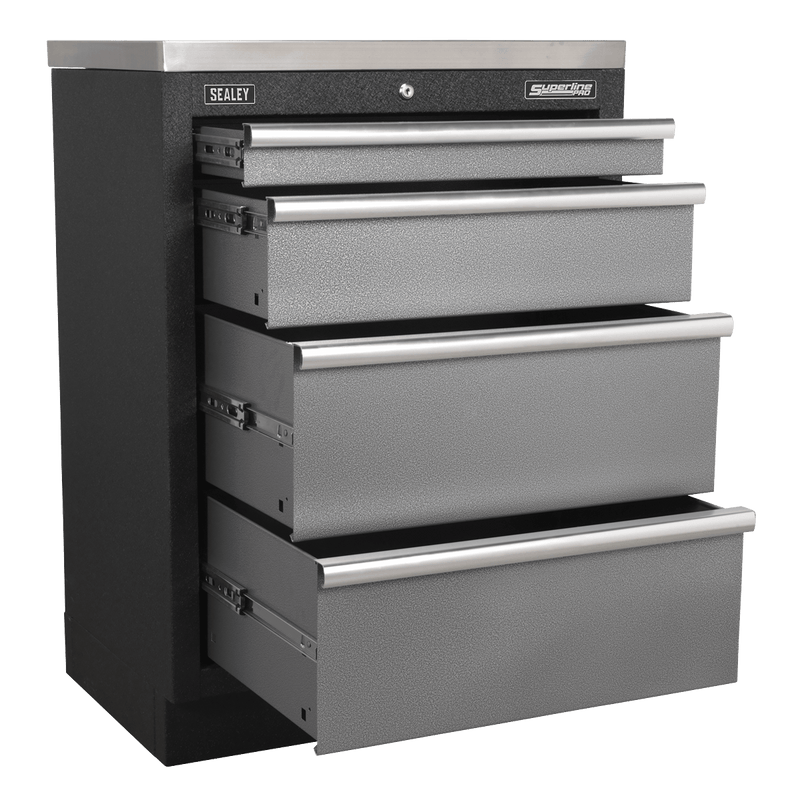 Sealey Modular Storage Systems 680mm 4 Drawer Modular Floor Cabinet-APMS51 5054511100532 APMS51 - Buy Direct from Spare and Square