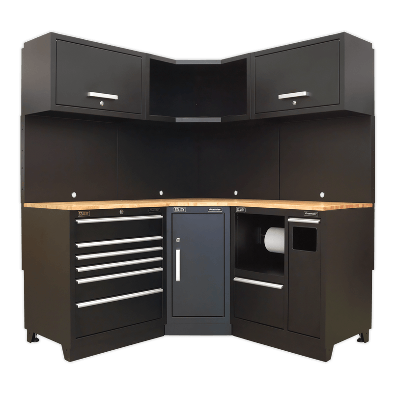 Sealey Modular Storage Systems Premier 1.7m Corner Storage System - Oak Worktop-APMSCOMBO6W 5054511232189 APMSCOMBO6W - Buy Direct from Spare and Square