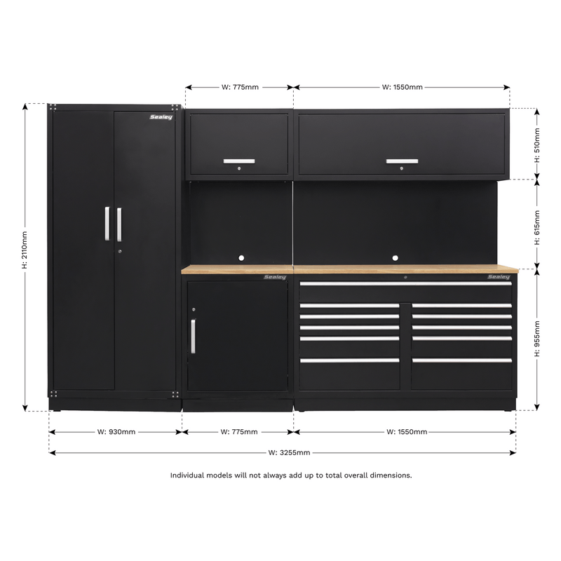 Sealey Modular Storage Systems Premier 3.3m Storage System - Oak Worktop-APMSCOMBO2W 5054511124514 APMSCOMBO2W - Buy Direct from Spare and Square