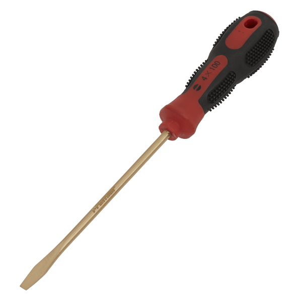 Sealey Non-Sparking Tools 4 x 100mm Slotted Screwdriver - Non-Sparking-NS093 5054511743012 NS093 - Buy Direct from Spare and Square