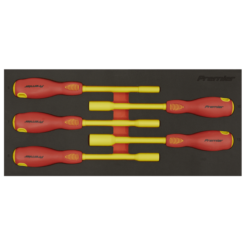 Sealey Nut Drivers 5pc Insulated Nut Driver Set with Tool Tray - VDE Approved-TBTE08 5054630244612 TBTE08 - Buy Direct from Spare and Square