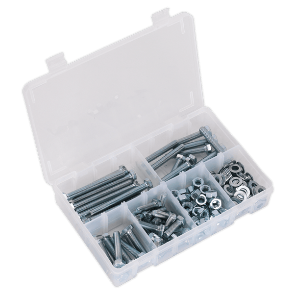 Sealey Nuts & Bolts 220pc High Tensile Setscrew, Nut & Washer Assortment M8-AB051SNW 5054511053319 AB051SNW - Buy Direct from Spare and Square