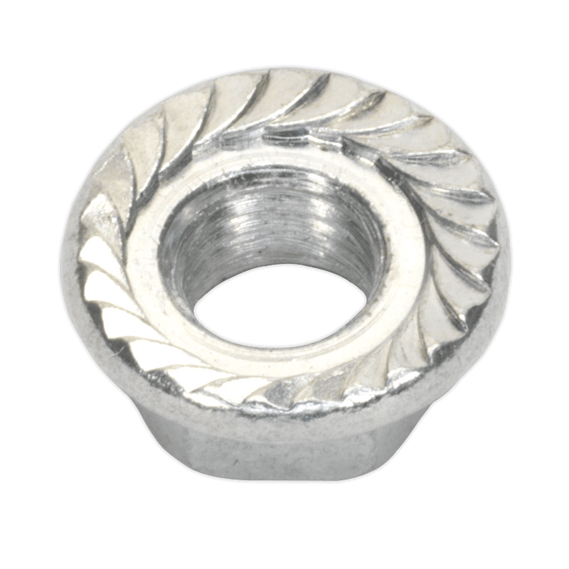 Sealey Nuts & Bolts Zinc Plated Serrated Flange Nut DIN 6923 - M5 - Pack of 100-FN5 5054511037647 FN5 - Buy Direct from Spare and Square