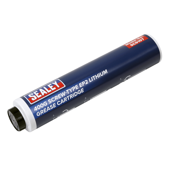 Sealey Oils & Lubricants 400g Screw-Type EP2 Lithium Grease Cartridge-SCS107 5054511070866 SCS107 - Buy Direct from Spare and Square