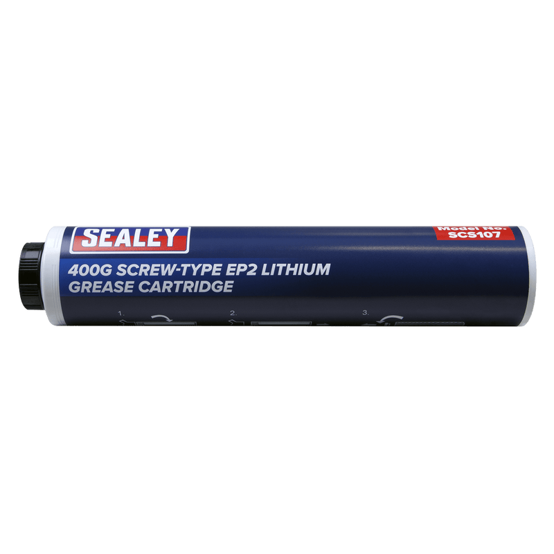 Sealey Oils & Lubricants 400g Screw-Type EP2 Lithium Grease Cartridge-SCS107 5054511070866 SCS107 - Buy Direct from Spare and Square