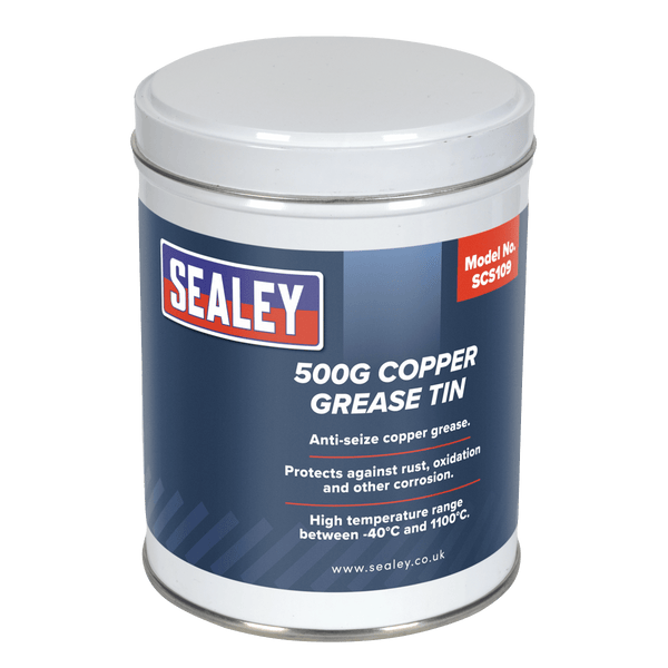Sealey Oils & Lubricants 500g Copper Grease Tin-SCS109 5054511073324 SCS109 - Buy Direct from Spare and Square
