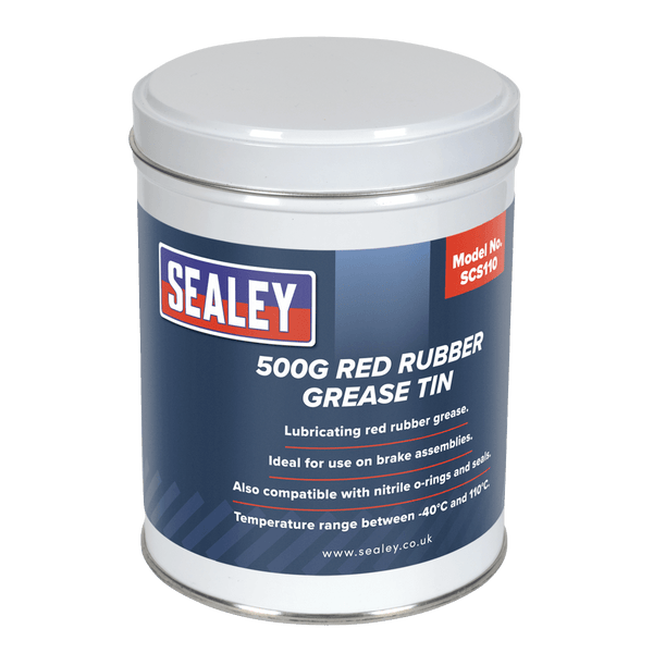 Sealey Oils & Lubricants 500g Red Rubber Grease Tin-SCS110 5054511073317 SCS110 - Buy Direct from Spare and Square