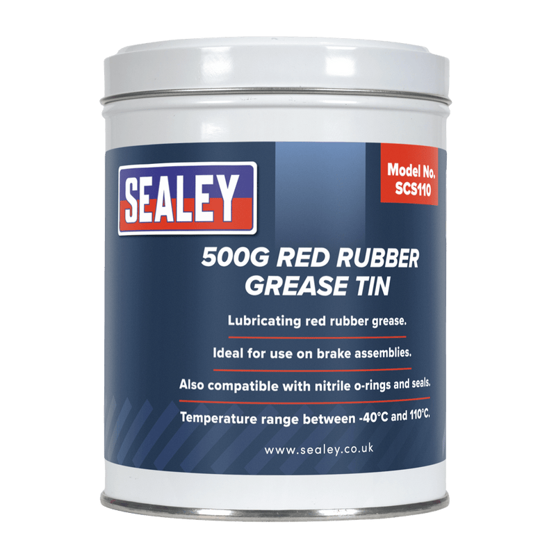 Sealey Oils & Lubricants 500g Red Rubber Grease Tin-SCS110 5054511073317 SCS110 - Buy Direct from Spare and Square