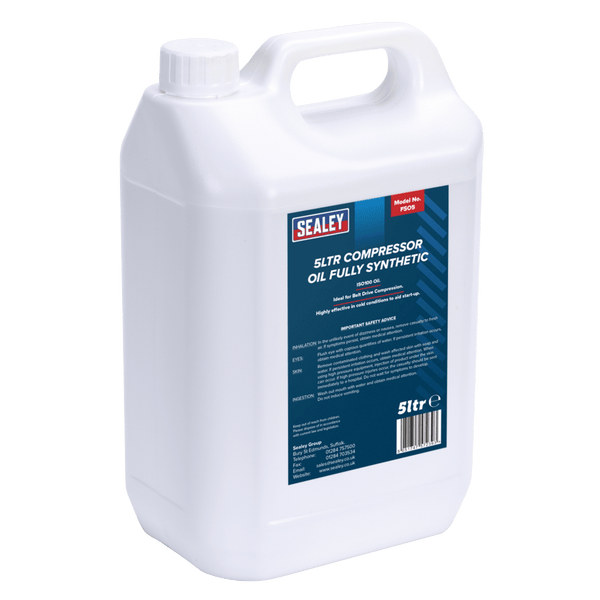 Sealey Oils & Lubricants 5L Fully Synthetic Compressor Oil-FSO5 5051747572393 FSO5 - Buy Direct from Spare and Square