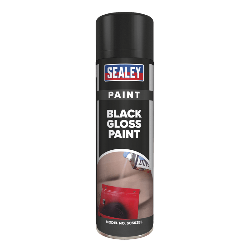 Sealey Paint 500ml Black Gloss Paint - Pack of 6-SCS025 5054511062618 SCS025 - Buy Direct from Spare and Square
