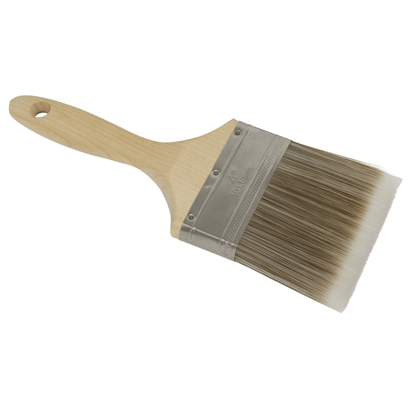 Sealey Paint Brushes 100mm Wooden Handle Paint Brush-SPBS100W 5054630271908 SPBS100W - Buy Direct from Spare and Square