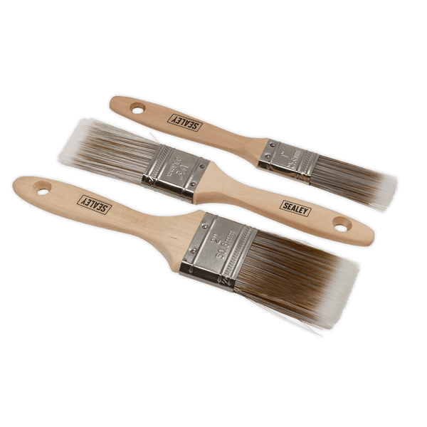 Sealey Paint Brushes 3pc Wooden Handle Paint Brush Set-SPBS3W 5054511635980 SPBS3W - Buy Direct from Spare and Square