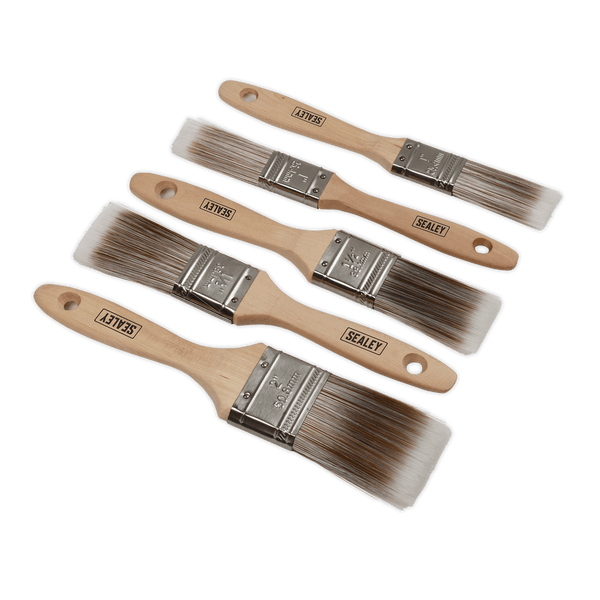 Sealey Paint Brushes 5pc Wooden Handle Paint Brush Set-SPBS5W 5054511635973 SPBS5W - Buy Direct from Spare and Square